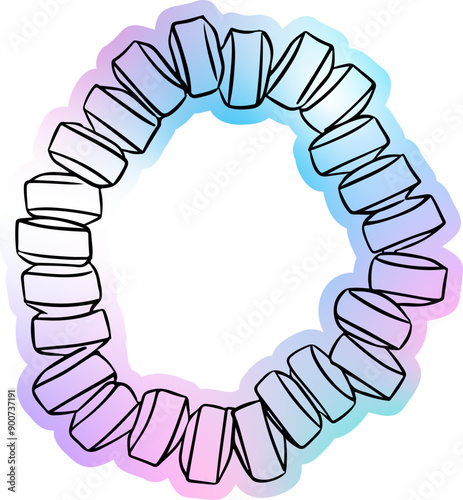 Retro holographic accessory from 2000s. Vector sticker isolated on white background in y2k style for young people. Vintage bracelet