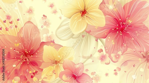 Vibrant Floral Pattern in Pink and Yellow