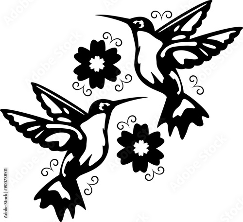 Hummingbirds Vector Graphic