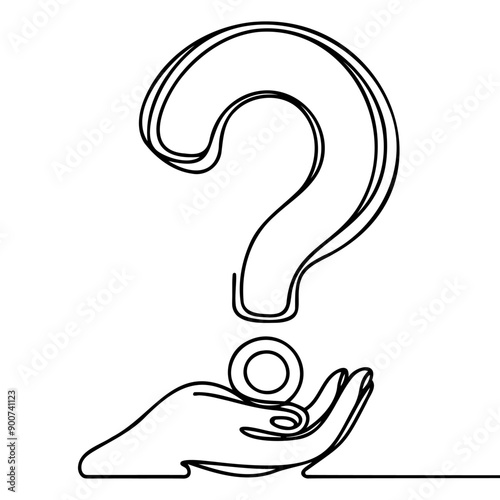 Question mark linear background. One continuous drawing of a question mark. Vector illustration
