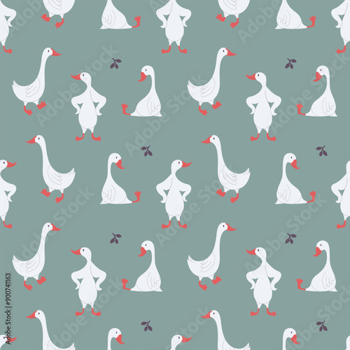 funny geese seamless pattern