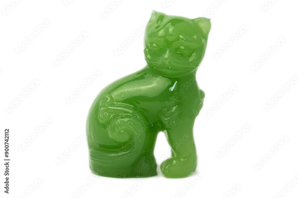 Antique figurine of a cat on a white isolated background. Vintage glass Antique figurine of a cat on a white isolated background. Vintage glass