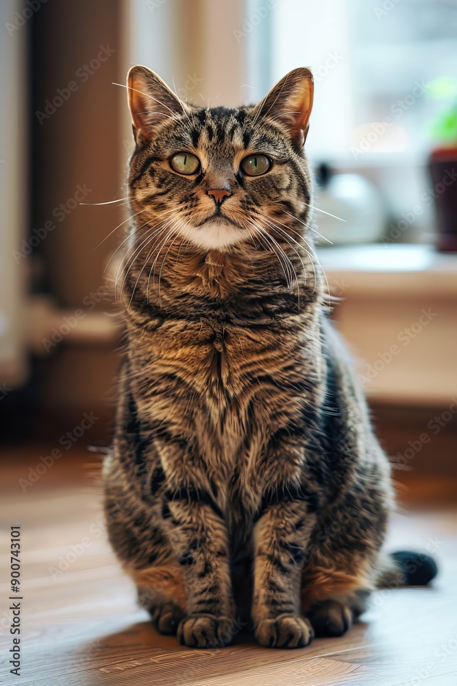 Cat peeing the floor and sitting next to it, perfect for a wide banner