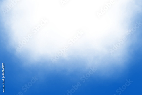 Blue smoke frame border isolated on transparent background. rising mist fog frame element. blue sky with clouds