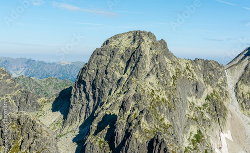 Mountain peak Maly Lodowy Szczyt (Siroka veza) located in the Slovak High Tatras. Summer scenery. photo