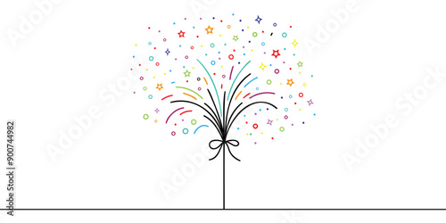 confetti party popper icon, fireworks logo, flat design. Firecracker for the holiday. Vector illustration.