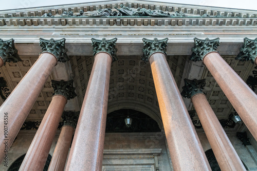 colonnade of St. Isaac's Cathedral in St. Petersburg close-up
