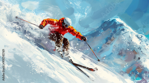 A Skier's Flight Through a Winter Wonderland
