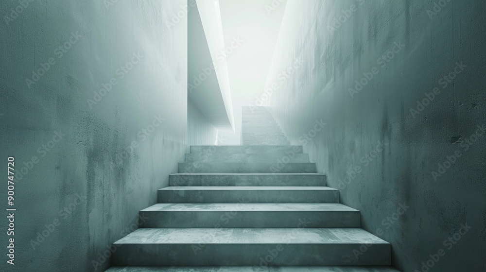 Concrete Staircase Leading Upwards in a Minimalist Interior Concrete Staircase Leading Upwards in a Minimalist Interior