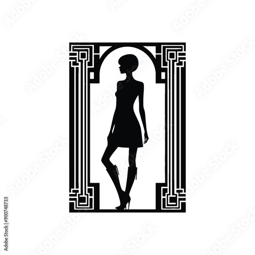 woman wearing retro fashion mod inspired shift dress with knee high boots