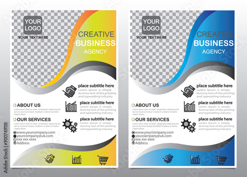 Template vector design for Brochure, Annual Report, Magazine, Poster, Corporate Presentation, Portfolio, Flyer, infographic, layout modern with blue and yellow color, Easy to use and edit.