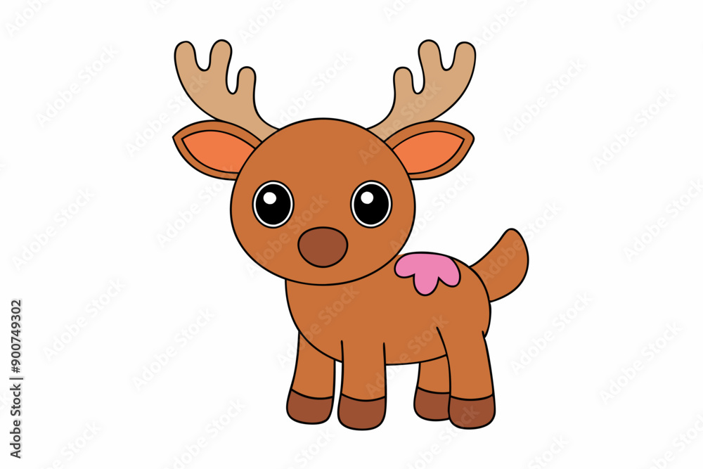 Fototapeta premium Adorable Moose Vector Graphic For Web And Print. Premium Moose Illustration Featuring Cute Design Perfect For Websites, Print Materials, Digital Content, And Creative Projects