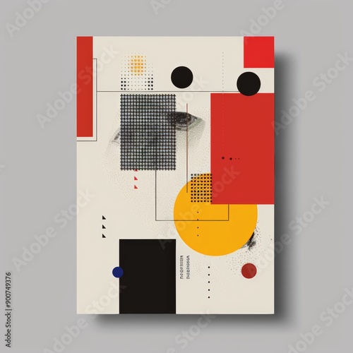 An abstract geometric art piece with a mix of shapes and textures in a modernist style photo