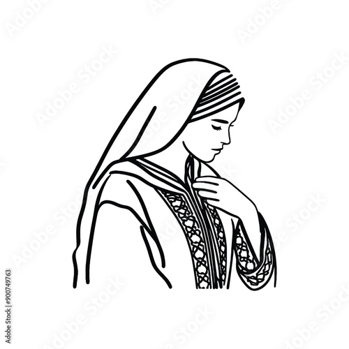 woman wear traditional fashion Moroccan djellaba in rich fabrics