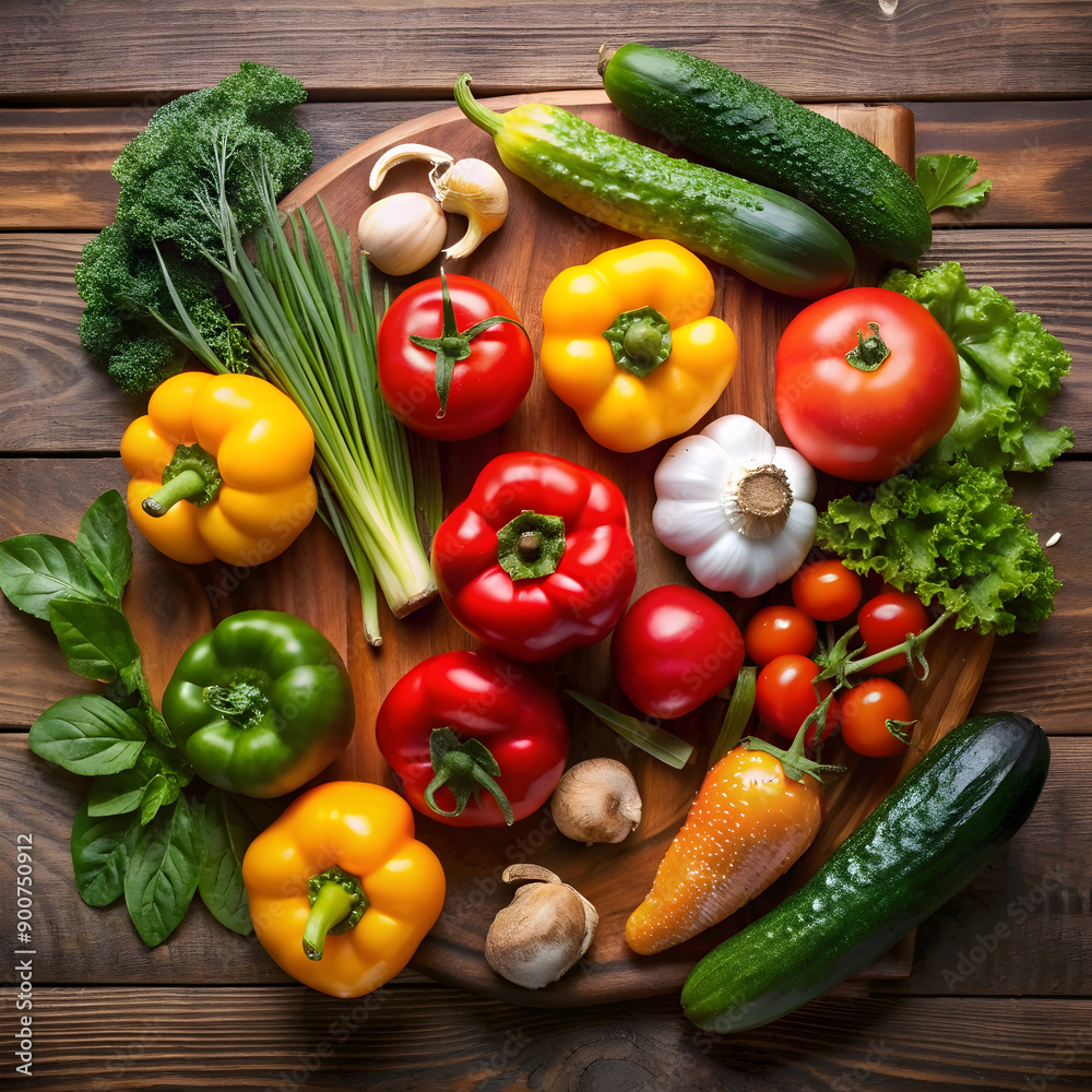 top view vegetables tomatoes bell peppers cucumber top view vegetables tomatoes bell peppers cucumber