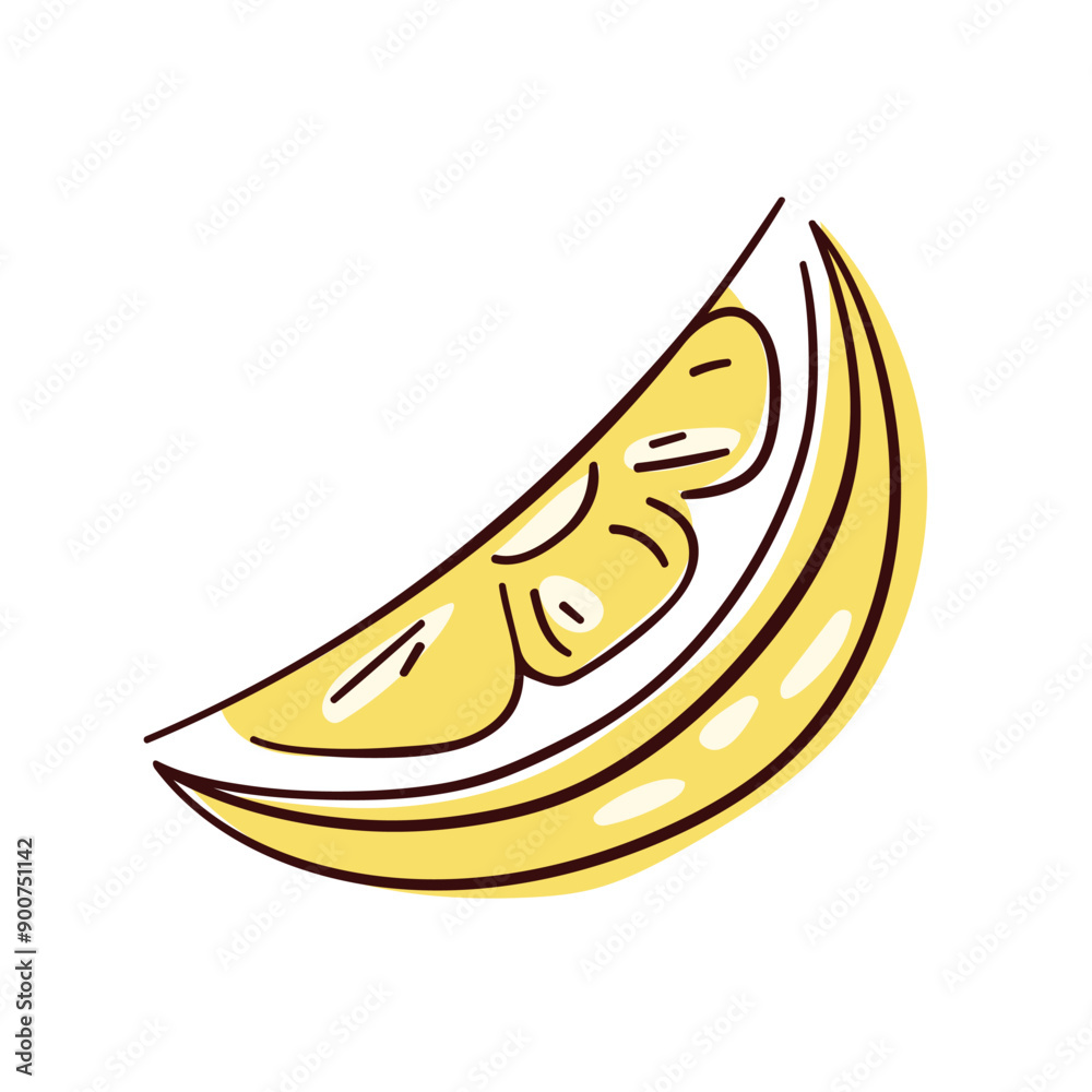 Lemon yellow slice icon in line art style. Vector illustration isolated on a white background. Lemon yellow slice icon in line art style. Vector illustration isolated on a white background.