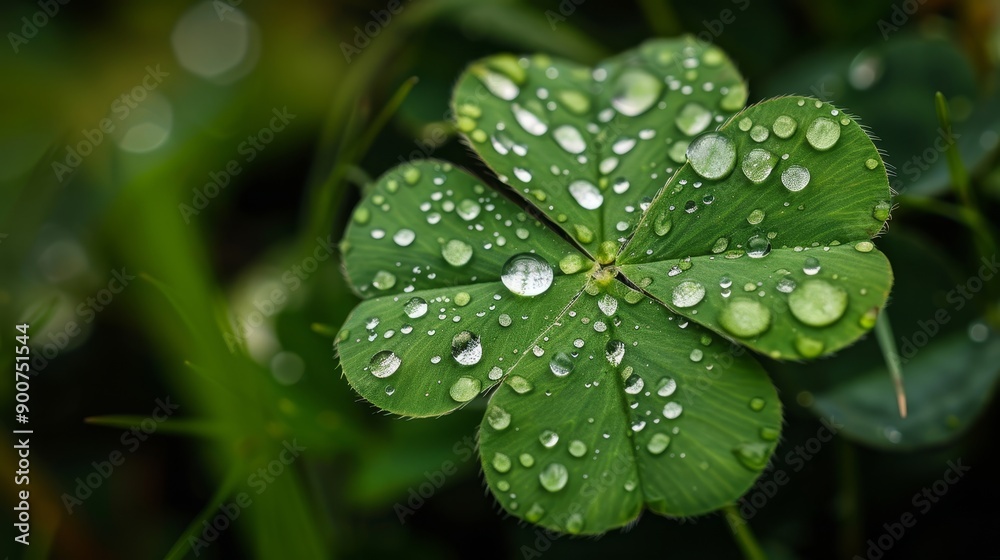 Clover leaf with water droplets Clover leaf with water droplets