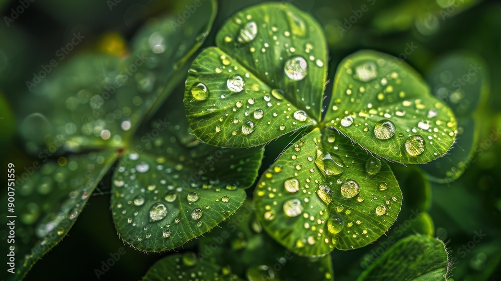 Clover leaf with water droplets Clover leaf with water droplets
