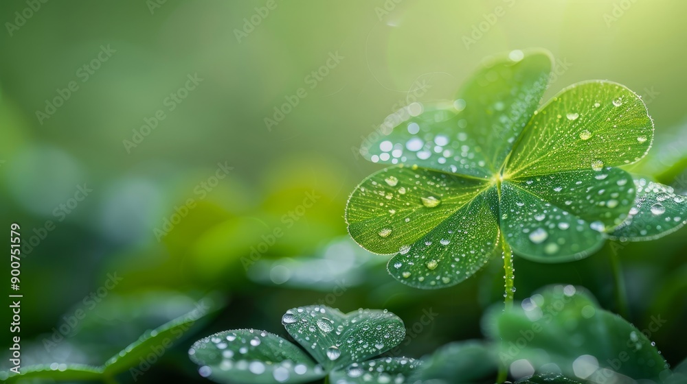 Clover leaf with water droplets Clover leaf with water droplets