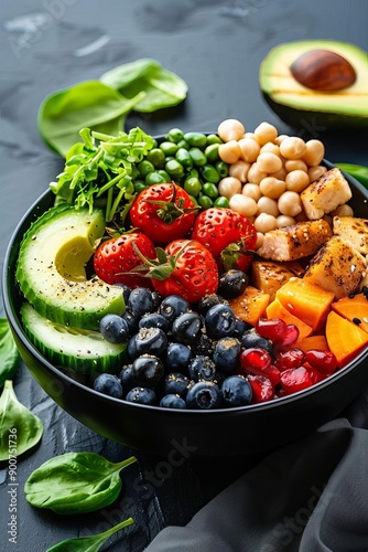 Vibrant CloseUp Illustration of a Nutritious Meal Celebrating Health and Wellness Through Colorful Ingredients