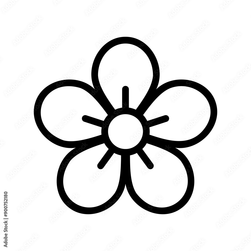 Outline Style Flower Round Petals Icon Outline Style Flower Round Petals Icon
