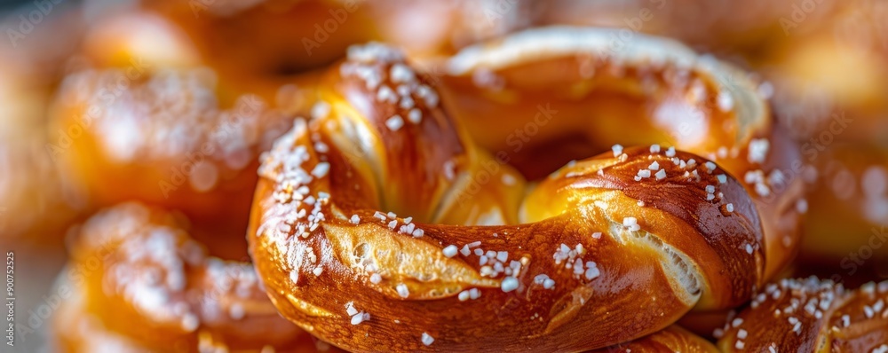 Close-up of a traditional Bavarian pretzel with a golden-brown crust. Close-up of a traditional Bavarian pretzel with a golden-brown crust.