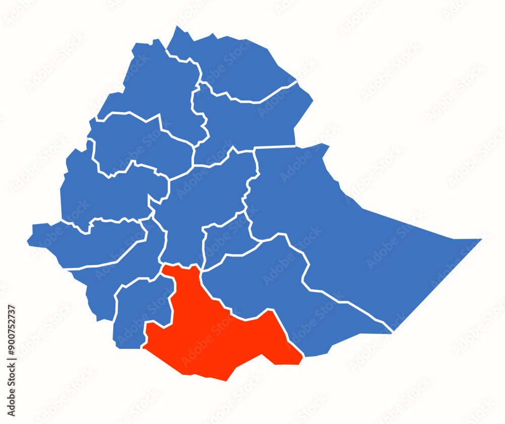 Obraz premium Sidamo administrative divisions of the Ethiopia country