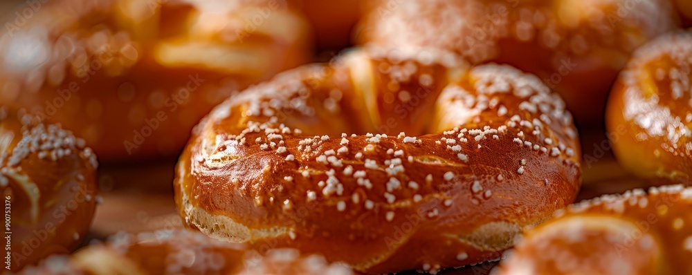 Close-up of a traditional Bavarian pretzel with a golden-brown crust. Close-up of a traditional Bavarian pretzel with a golden-brown crust.