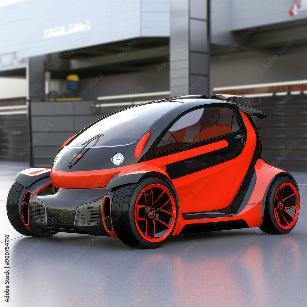 A futuristic red electric concept car with a sleek design, showcased in a modern urban setting, emphasizing innovation and sustainability A futuristic red electric concept car with a sleek design, showcased in a modern urban setting, emphasizing innovation and sustainability