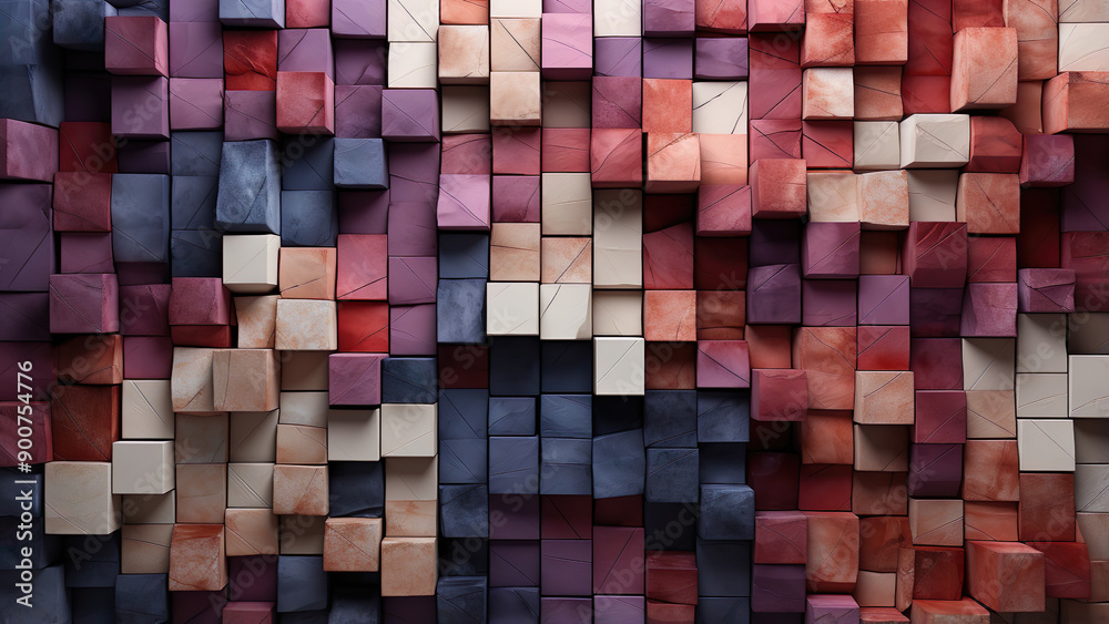 Cuboidal Purple - abstract, texture, cubes, 3D, pattern, blocks, colorful, geometric, wall, art, mosaic, arrangement, design, structure, depth, red Cuboidal Purple - abstract, texture, cubes, 3D, pattern, blocks, colorful, geometric, wall, art, mosaic, arrangement, design, structure, depth, red