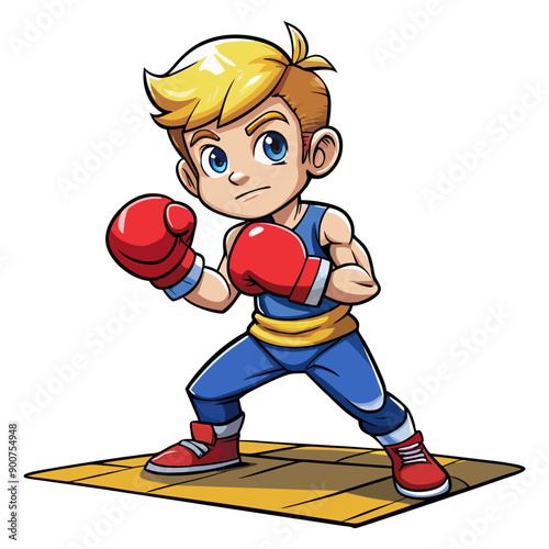 boxing player cartoon vector