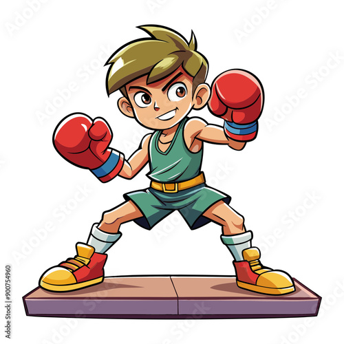 boxing player cartoon vector