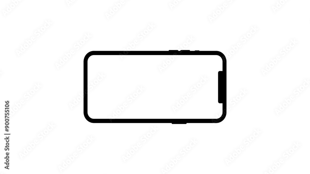 Rotate smartphone vertical to horizontal animation on white background Rotate smartphone vertical to horizontal animation on white background