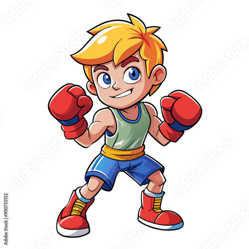 boxing player cartoon vector