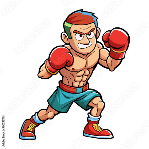 boxing player cartoon vector