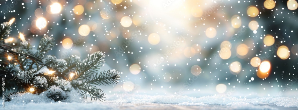 Snowy Pine Branch With Lights Snowy Pine Branch With Lights