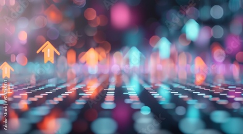Abstract Background With Upward Arrows and Bokeh Lights