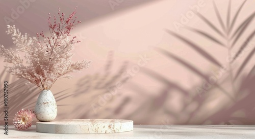 Pink Flowers in White Pot