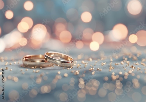 Wedding Bands on Table With Bokeh