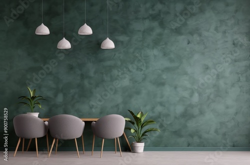 Modern Dining Room With Green Wall