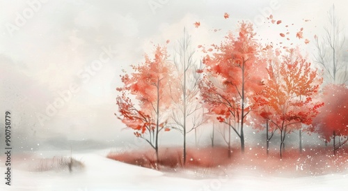 Winter Landscape With Bare Trees And Snow
