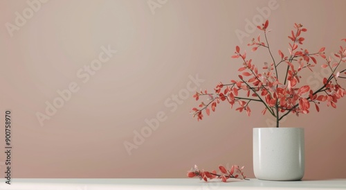 Pink Flowers in White Pot