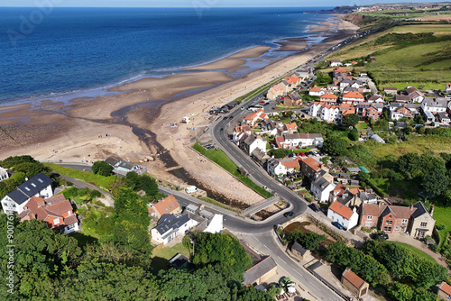 aerial view of Sandsend a small fishing village north of  Whitby North yorkshire heritage  coast, a UNESCO World Heritage Site photo