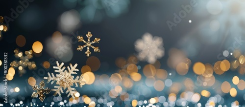 Glittery Snowflakes Against Blue Background