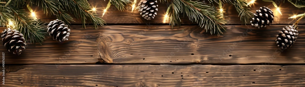 A wooden background with pine cones on it. The pine cones are lit up, giving the image a warm and cozy feeling A wooden background with pine cones on it. The pine cones are lit up, giving the image a warm and cozy feeling