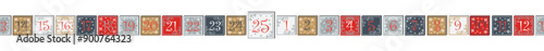 Christmas advent calendar seamless pattern. Horizontal seamless banner.