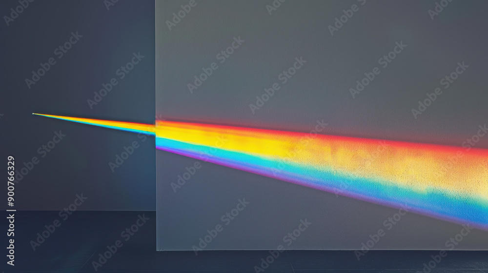 Naklejka premium Rainbow Prism Light Beam on Grey Background