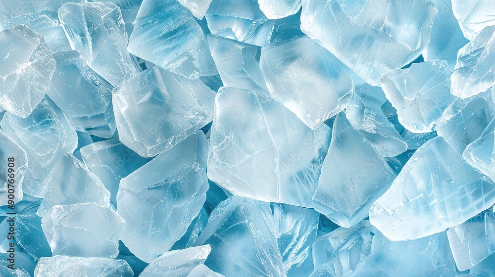 Obraz premium Large ice chunks atop ice cubes atop table