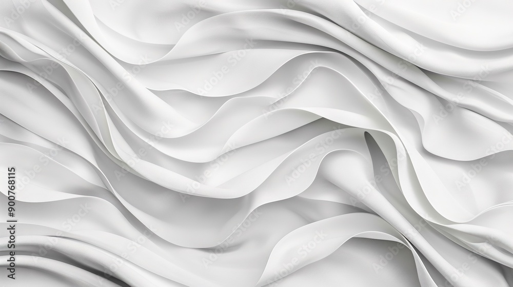   A close-up of white fabric featuring a wavy pattern at the top and bottom, positioned below the image