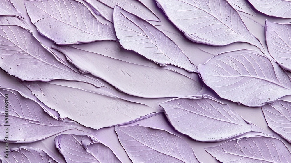 A zoomed-in photo of a lavender wall adorned with an intricate foliage design on both sides A zoomed-in photo of a lavender wall adorned with an intricate foliage design on both sides